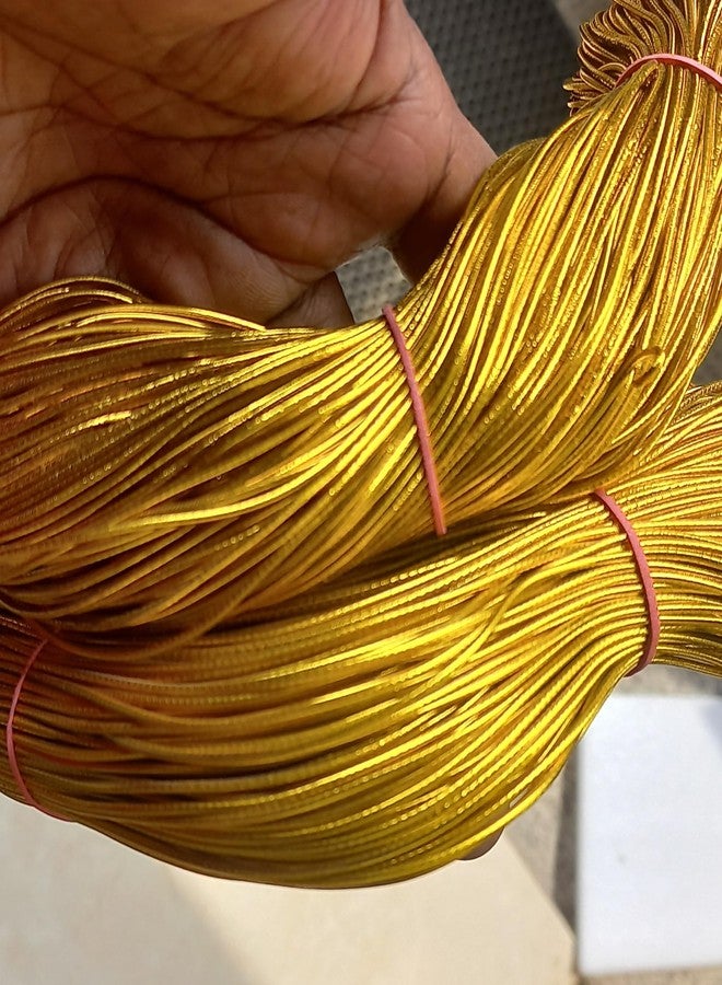 OMX, 1mm Metallic Round Eco-Friendly Stretch Elastic Cord Bands Rope Jewelry Bracelets Strings for Garment, Craft Making Gift Wrapping, 2 Rolls - 1 Roll Contain 65 Mtr, Total 130 Mtr (Shining Gold) - Image 4